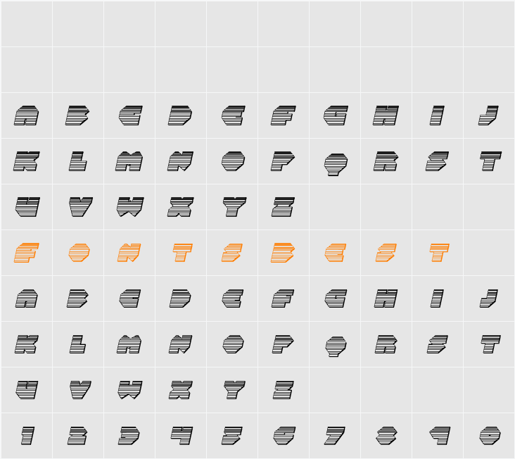 Bal-Astaral Chrome Italic Character Map