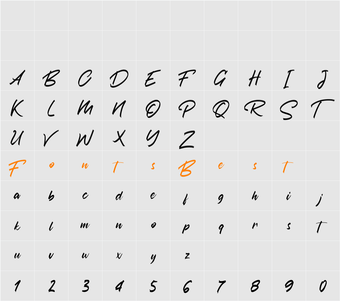 Austhind Character Map