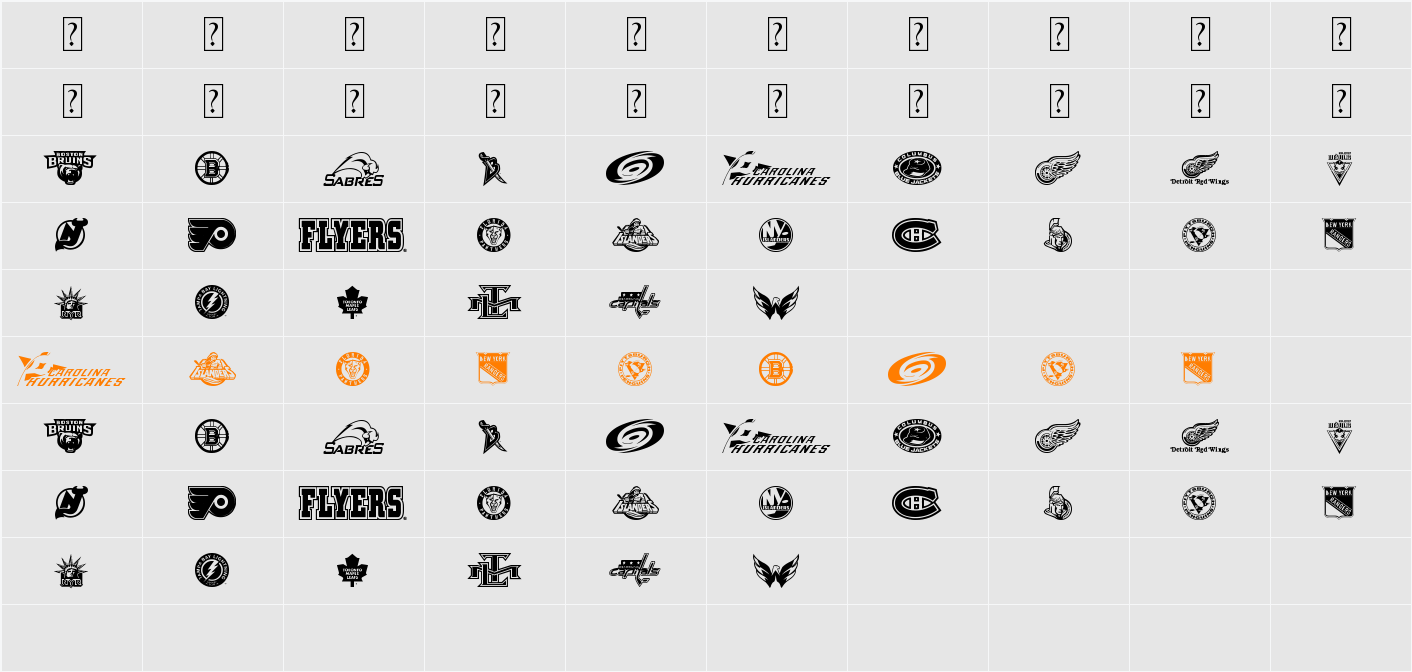 NHL EAST Character Map