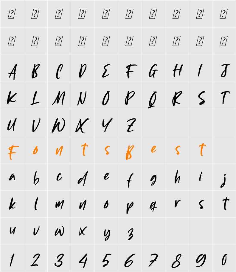 Allinda Light Character Map