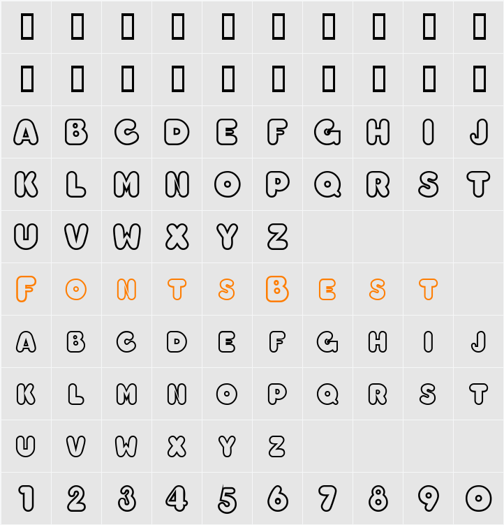 ChubbyOutline Character Map