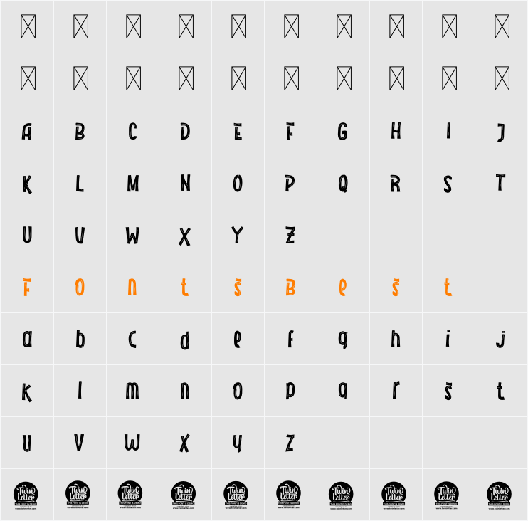 Backeth Personal Use Character Map