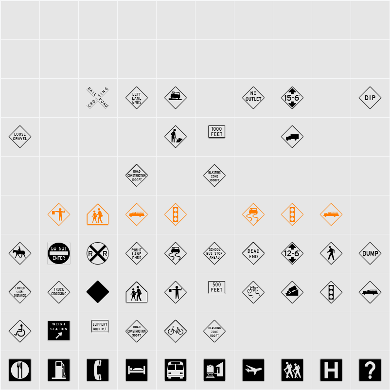 InterstatePi Character Map