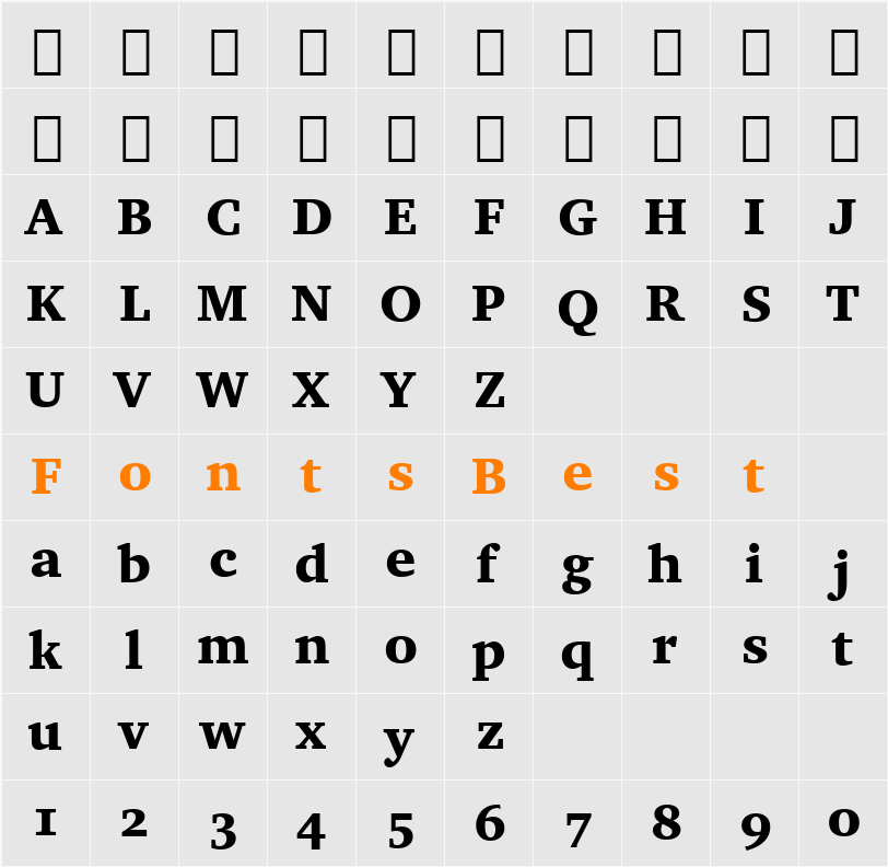 Charter OSF BT Character Map
