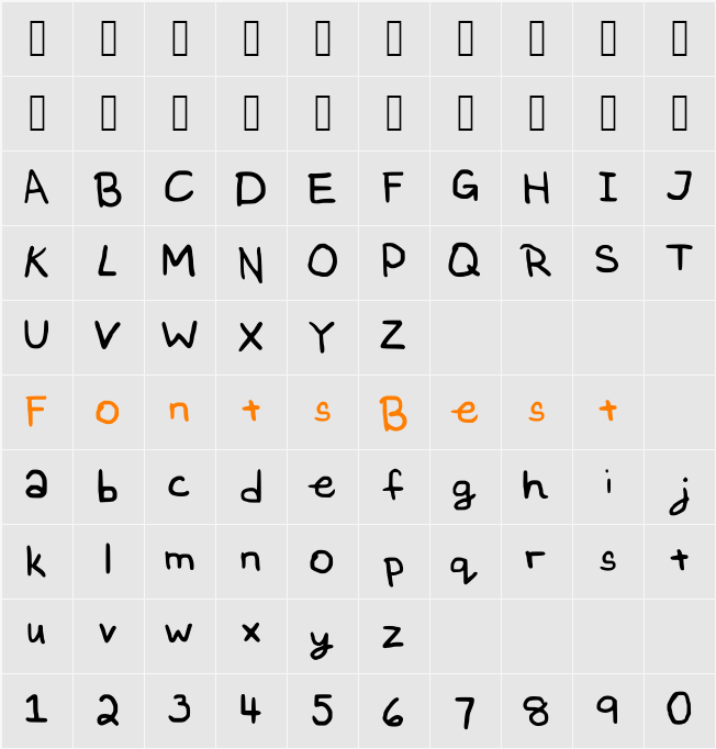 NataliesFont Character Map