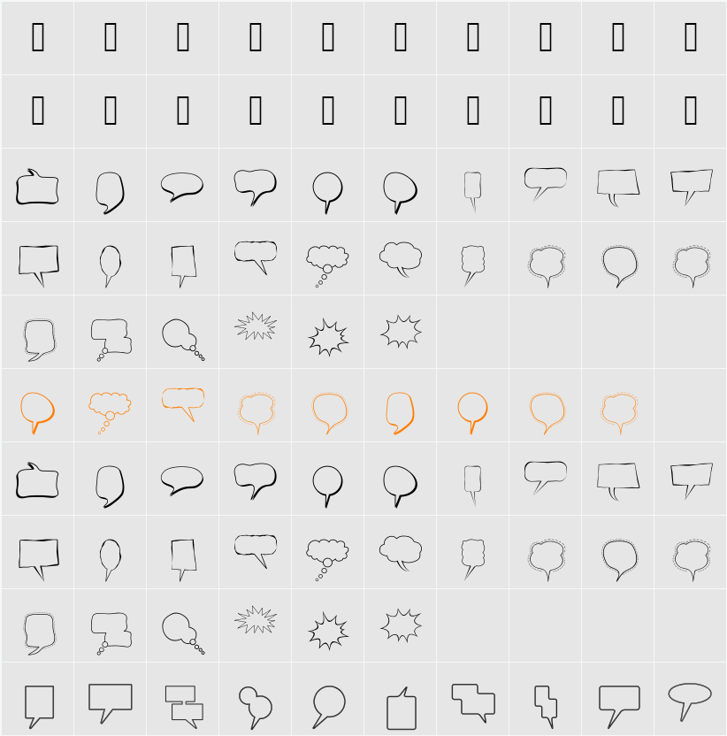 Alin Speech Bubbles Character Map