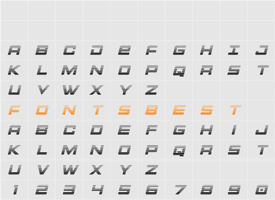 Montroc Gradient Italic Character Map