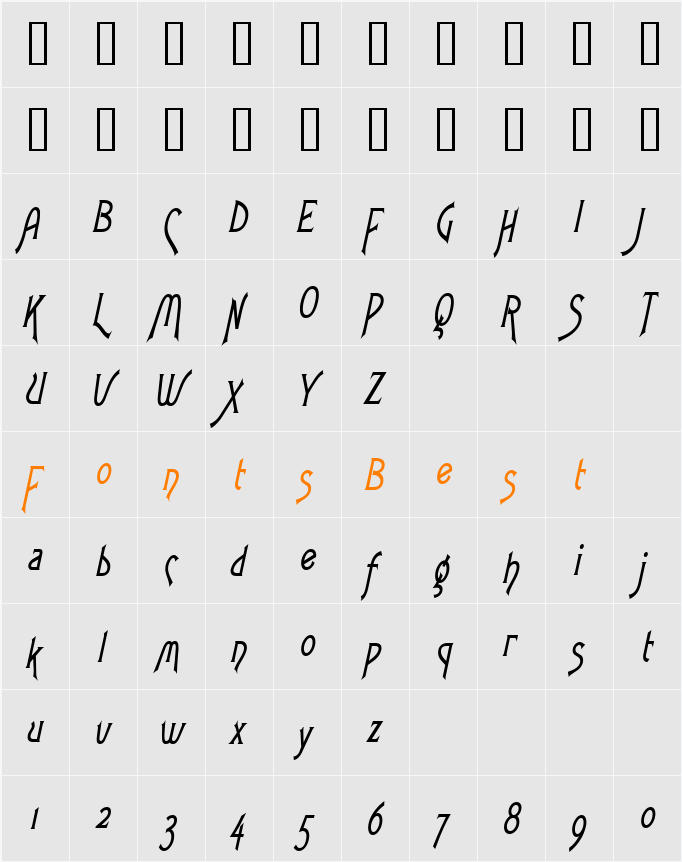 Fletch Thin Character Map