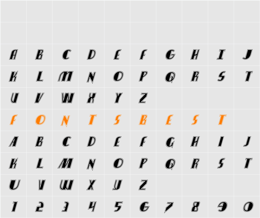 Nathan Brazil Academy Italic Character Map