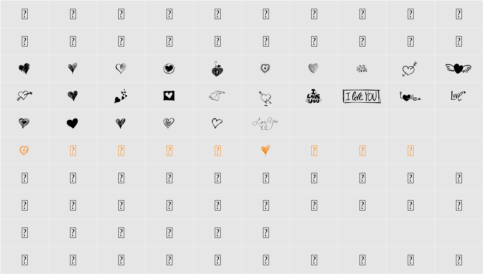 MyValentinesLove-demo Character Map