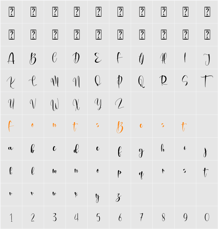 Brithany Modern - Personal Use Character Map
