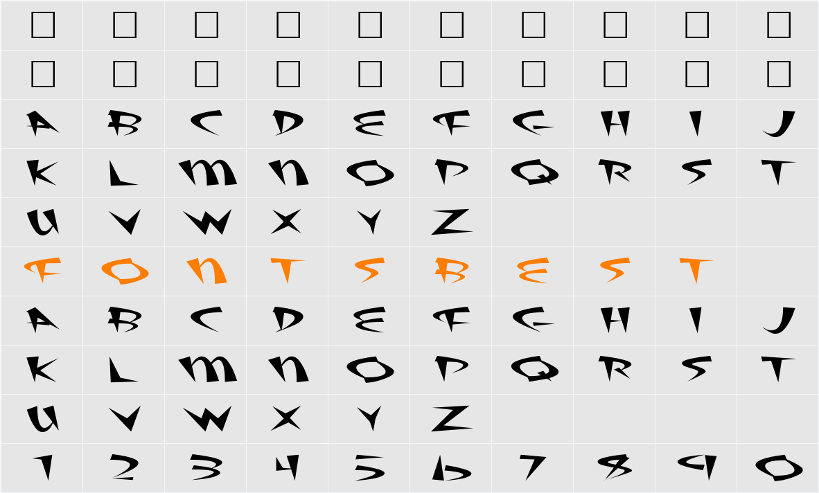 Fat Sushi Character Map