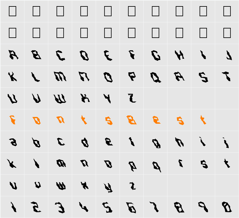 FZ WACKY 37 LEFTY Character Map