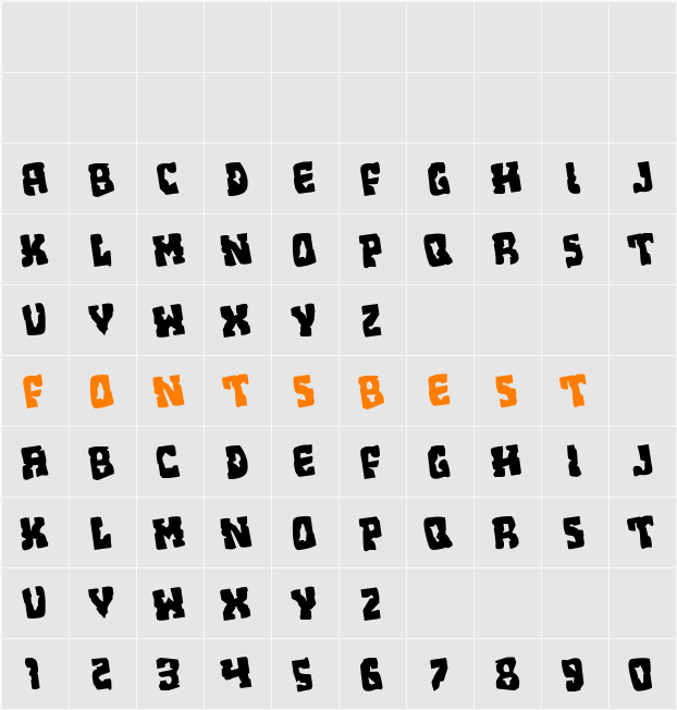 Beastian Rotated Character Map