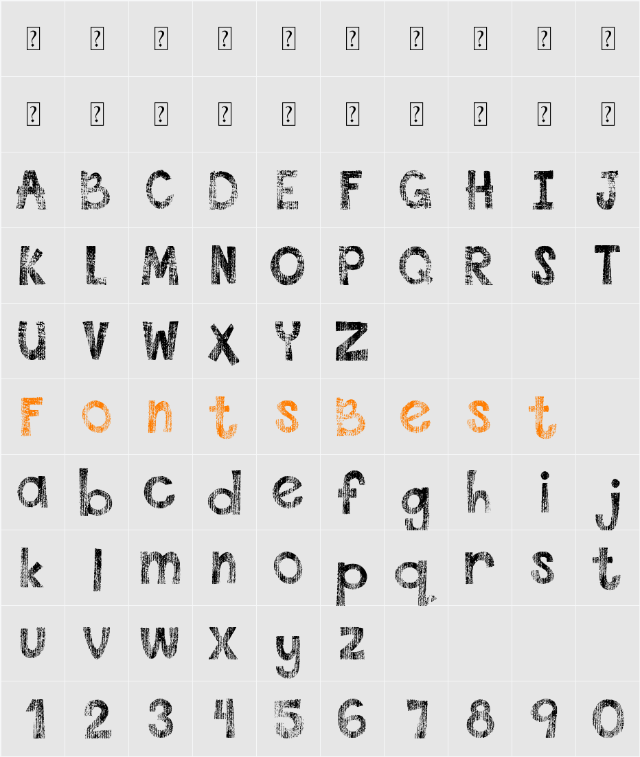 DJB This Font is Worn Character Map