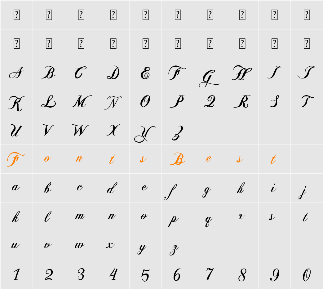 Balleria Character Map