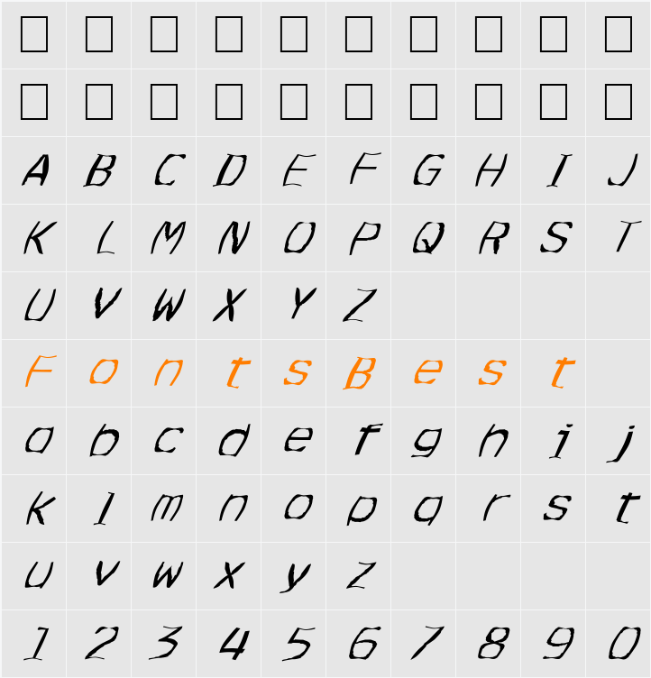 FZ WARPED 3 ITALIC Character Map