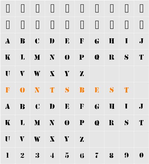 ArmyStamp Character Map