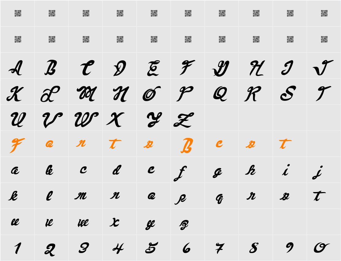FauquierVeryItalic Character Map