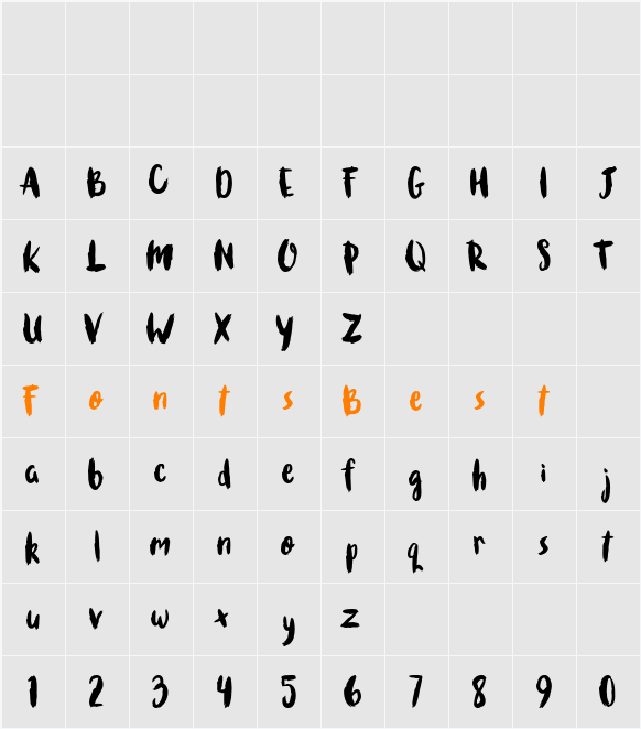 Brushcheetah Character Map