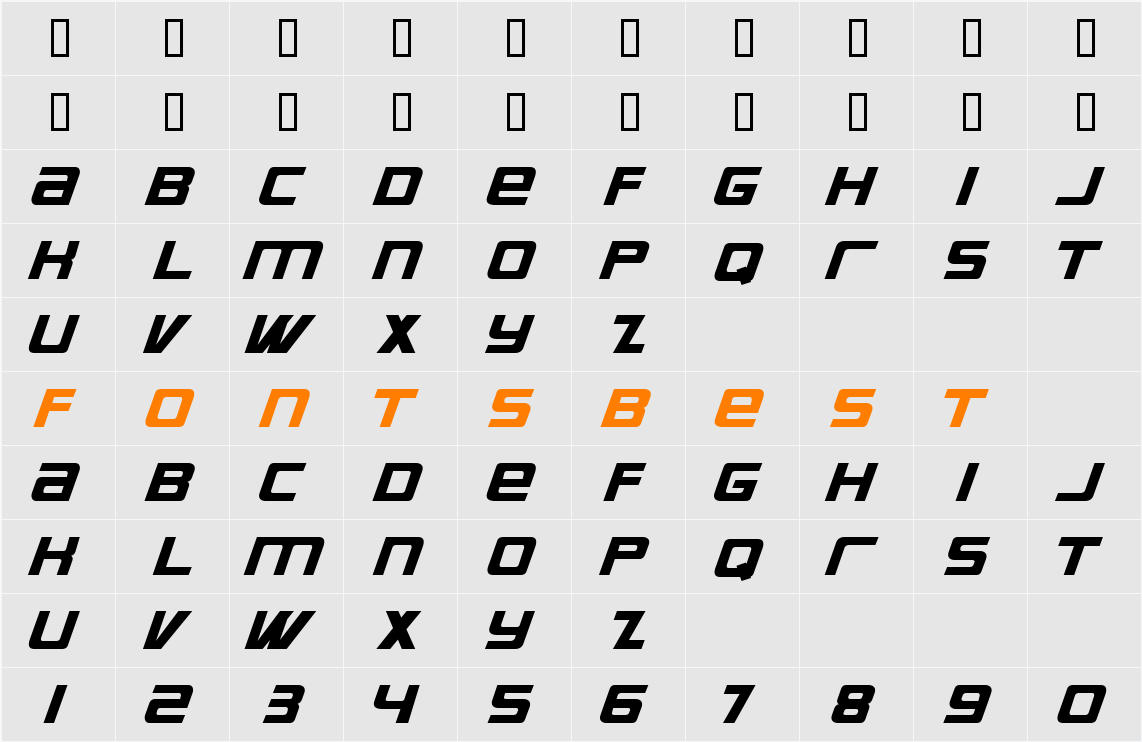 Bauer Character Map