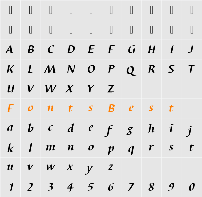 BarbedorT Character Map