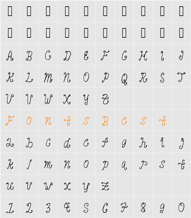 Banaag Font 1 Character Map