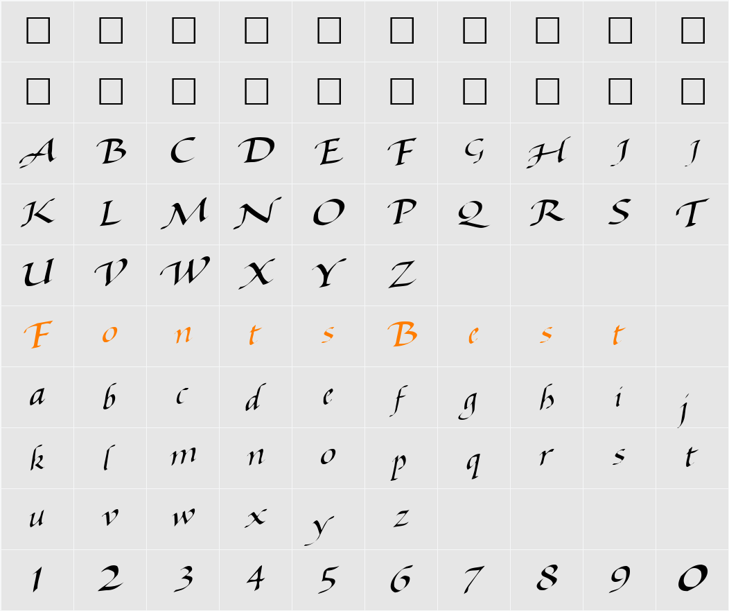 BaggageMasterText79 ttcon Character Map