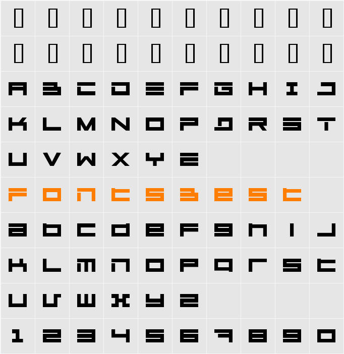 Megaton Extras Character Map