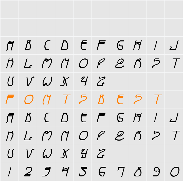 Coyote Deco Bold Italic Character Map