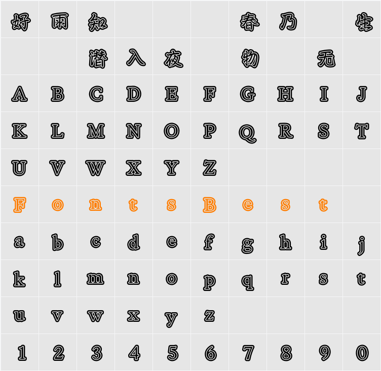 DFPZhouXingKS02-B5 Character Map