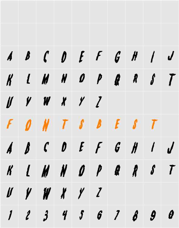 Monsterama Bold Italic Character Map