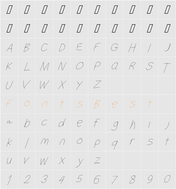Filament Serie Character Map