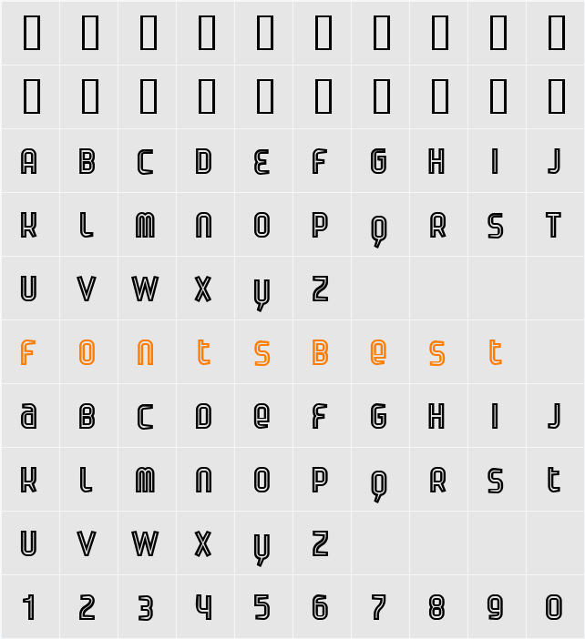 Danoutline Character Map