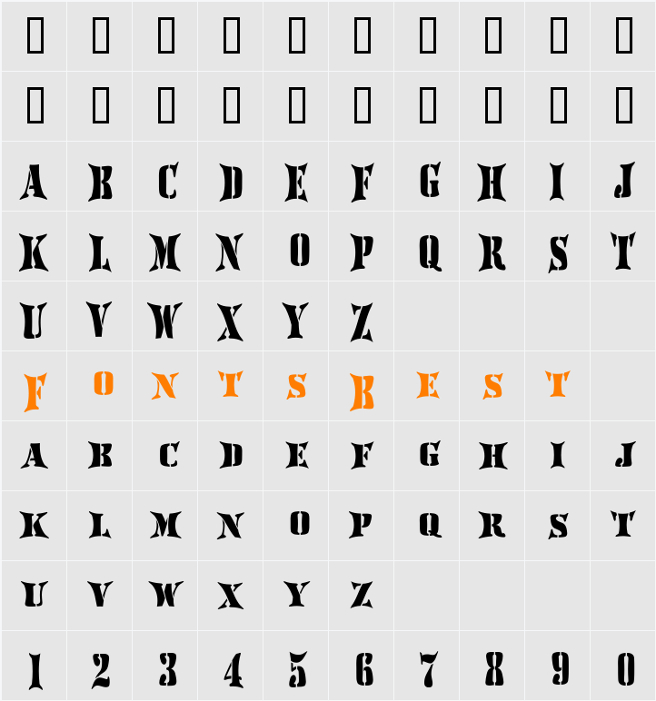 AustralianFlyingCorpsStencilH Character Map