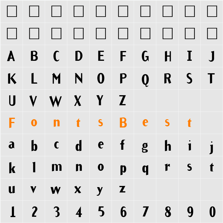 ArbitraryBold Character Map