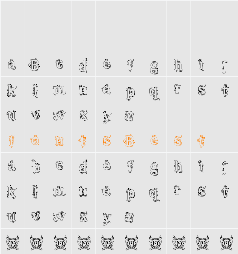 Beauregard Hollow Character Map