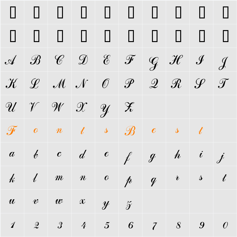 DahlingScriptSSi Character Map