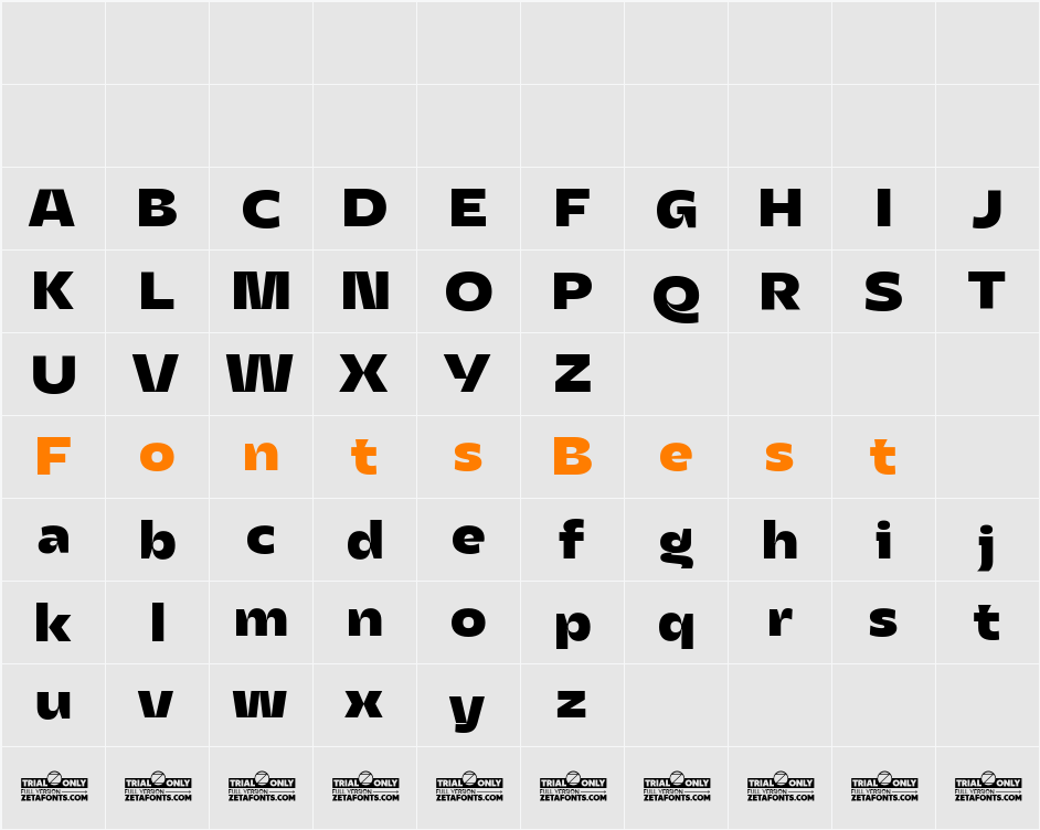 Asgard Trial Fit Xbold Character Map