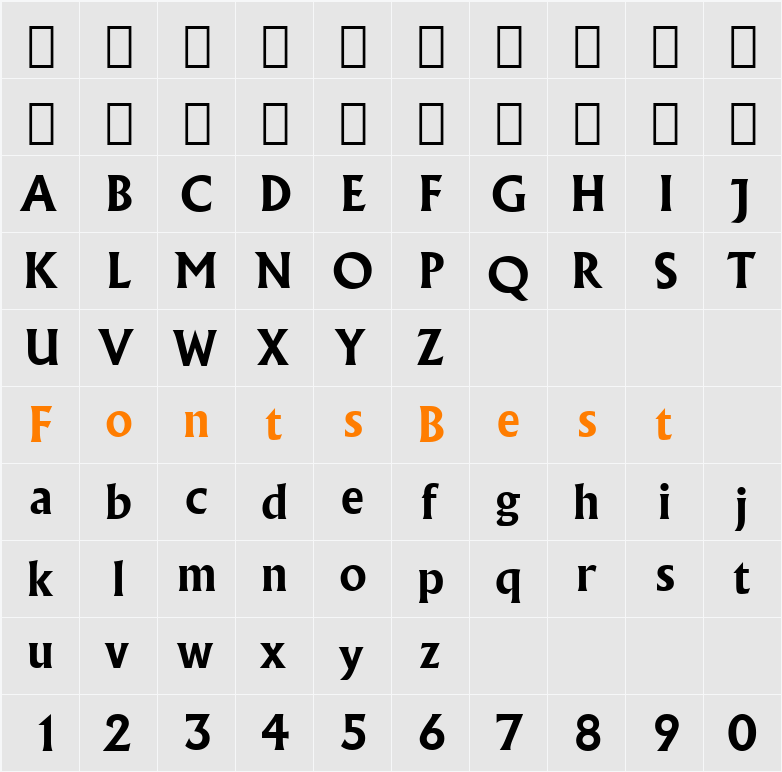 Flareserif821 Lt BT Character Map