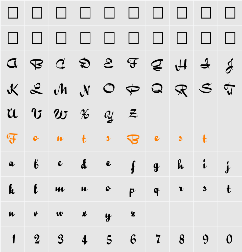 Bailey Script Character Map