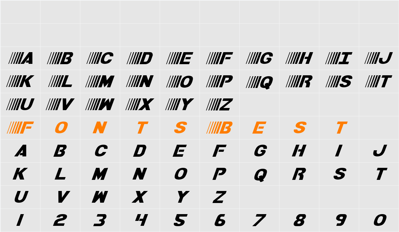 Bamf Italic Character Map
