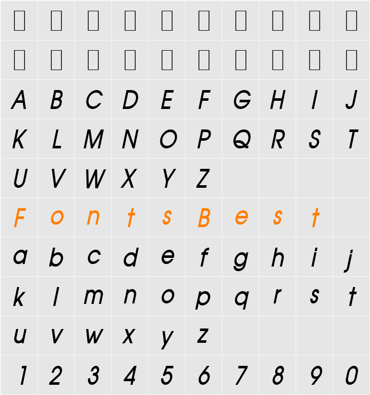 Atilla-Condensed Character Map