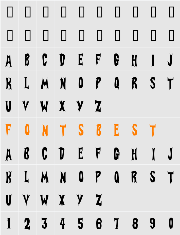 BatFont Character Map