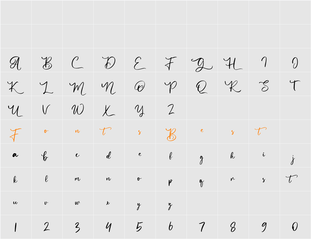 Butgone Character Map