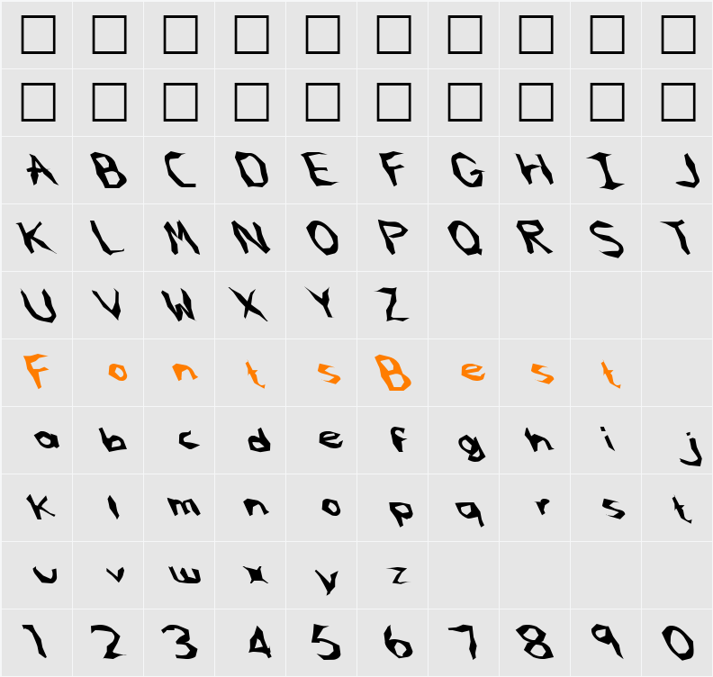 FZ WACKY 61 LEFTY Character Map