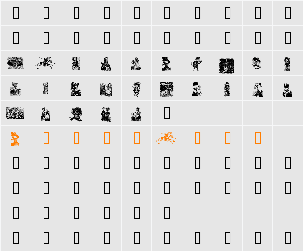 Calaveras 323 Character Map