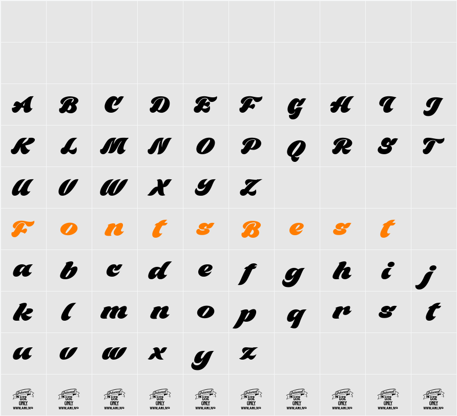 Black Fox Personal Use Only Character Map