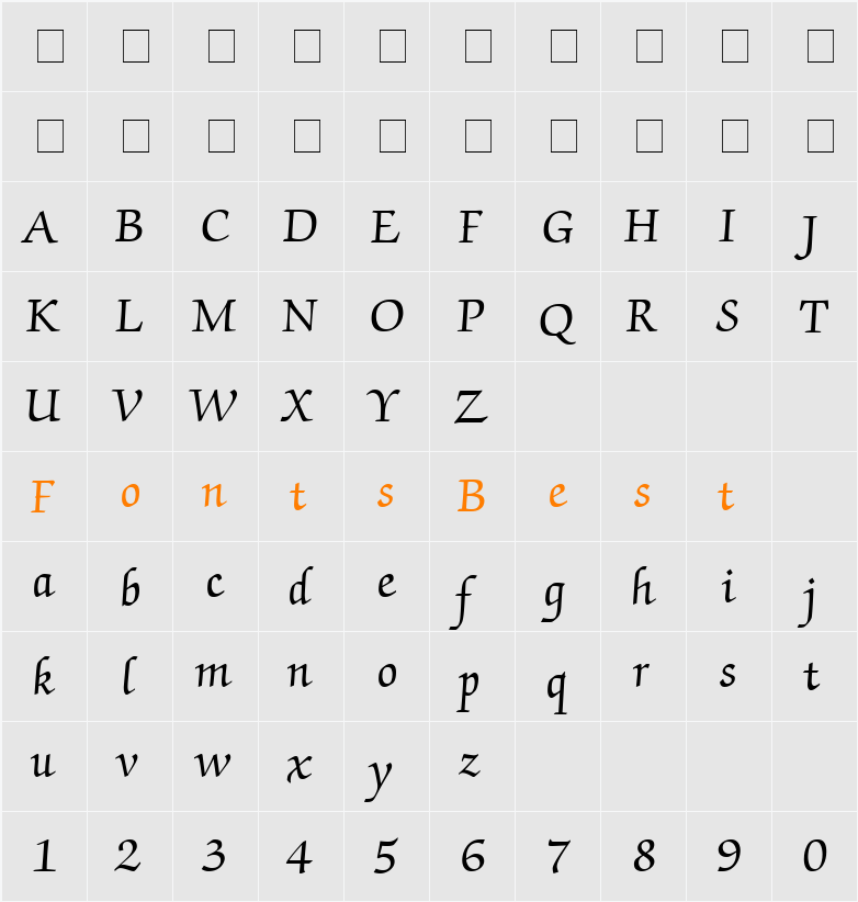 Chancery Script SSi Character Map