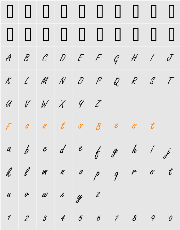 DSN FreeJack Character Map
